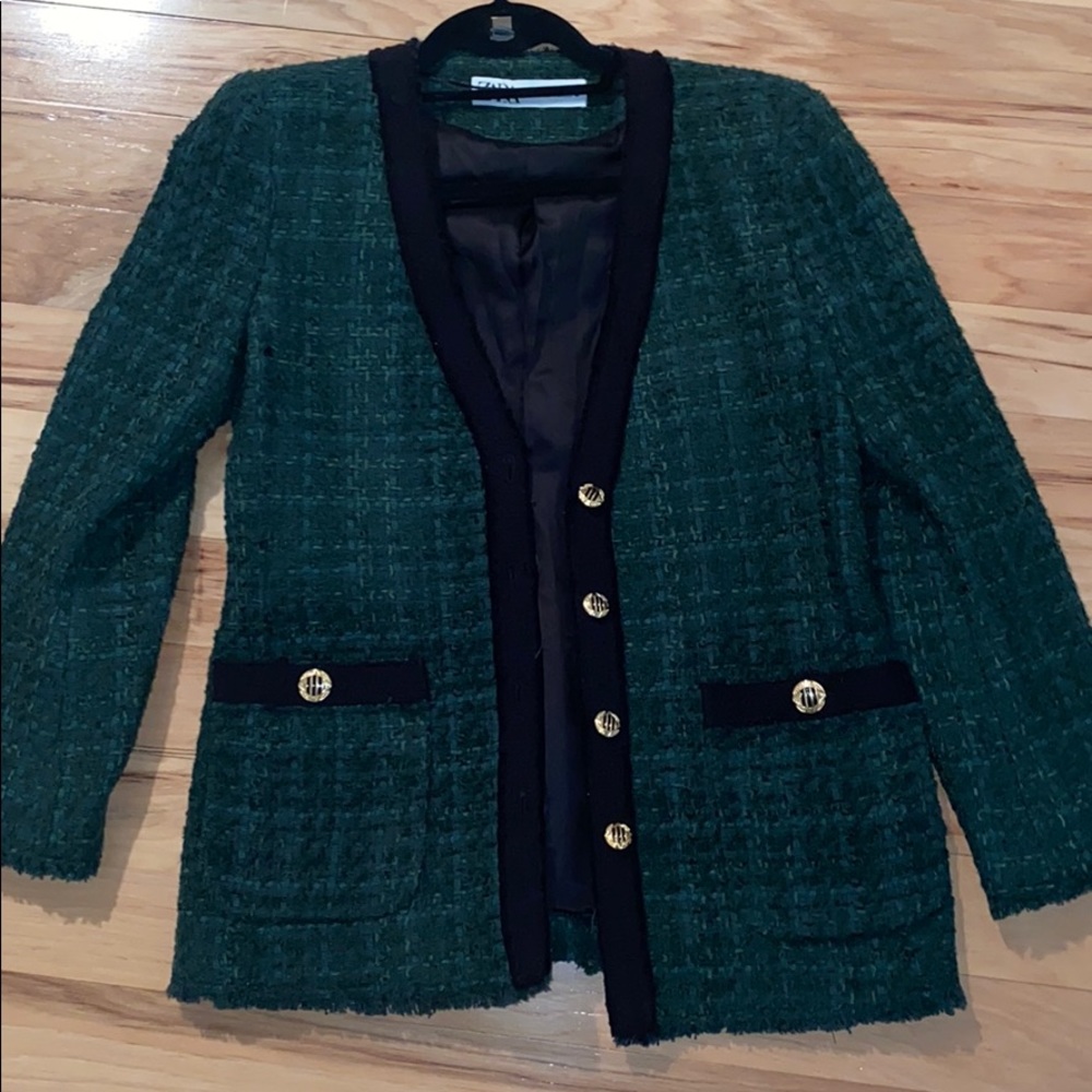 Chanel-inspired Zara blazer tweed jacket (NWOT)